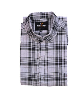 Charp White & Black Check Shirt-2