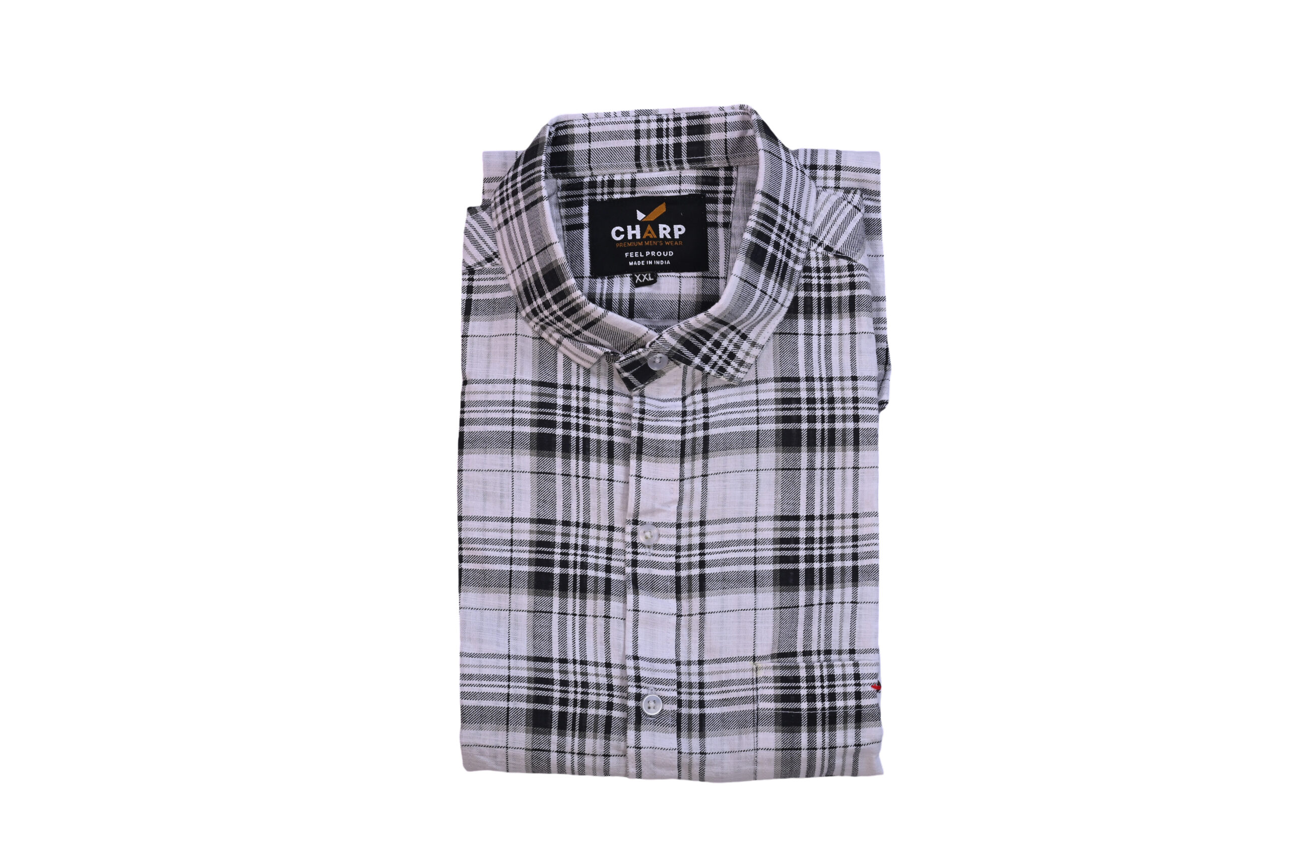 Charp White & Black Check Shirt-2