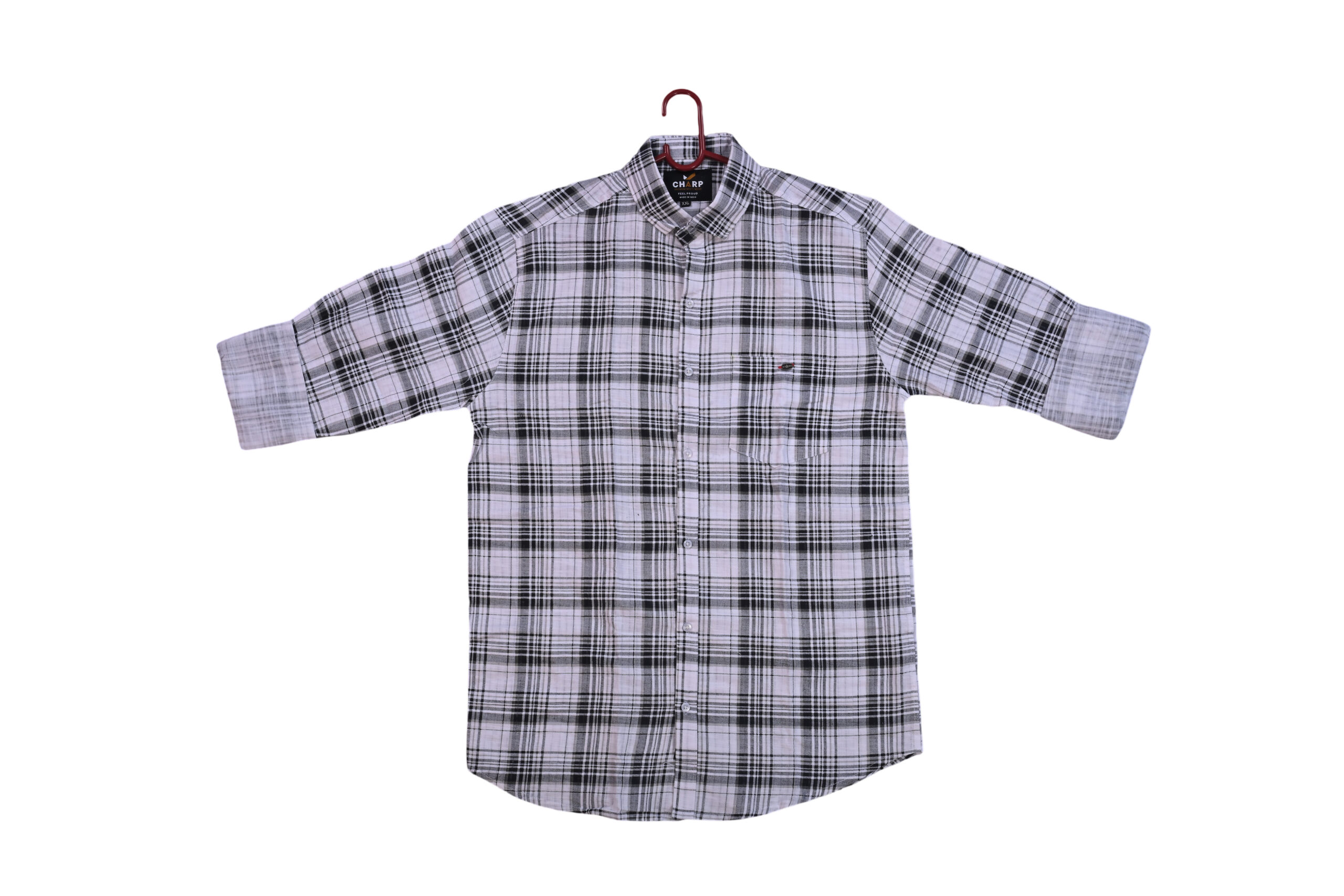 Charp White & Black Check Shirt-3