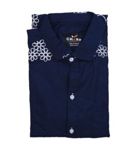 Charp Navy Blue Embroidered Shirt-2