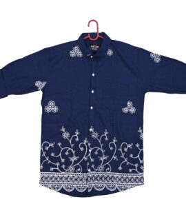Charp Navy Blue Embroidered Shirt-1