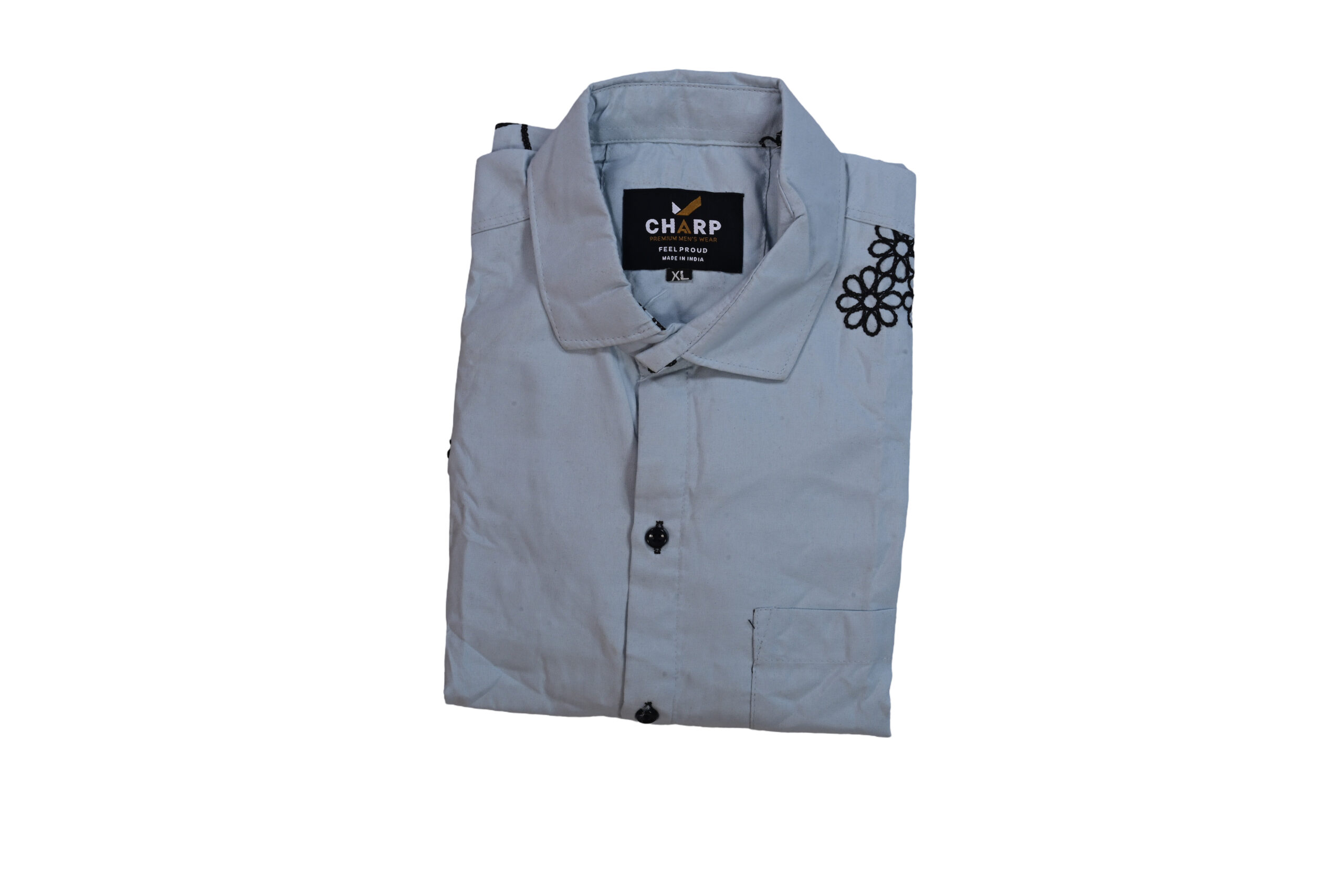 Charp Grey Embroidered Shirt-2