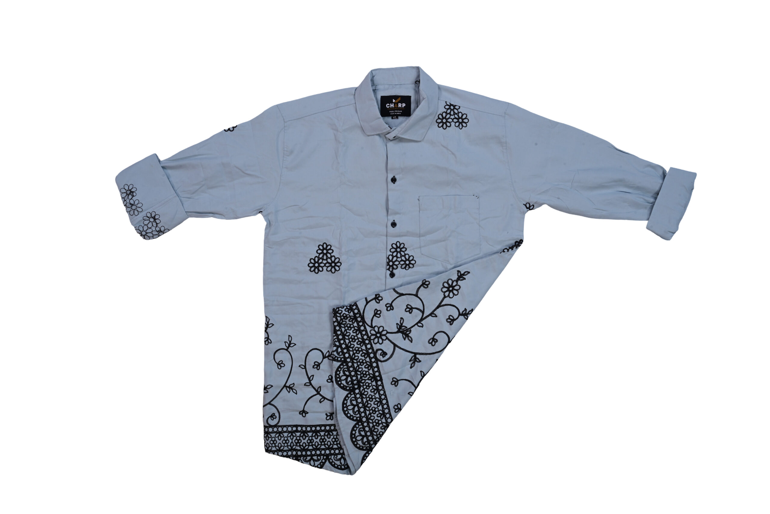 Charp Grey Embroidered Shirt-1