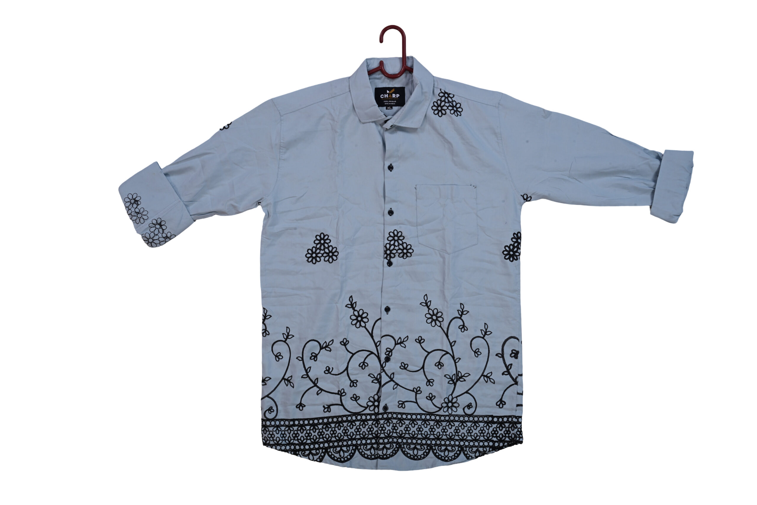 Charp Grey Embroidered Shirt-3